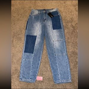 Fashion Nova Patchwork Jeans NWT Size 9